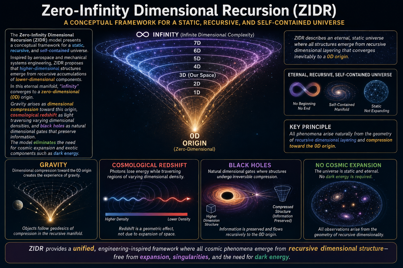 Zero-Infinity Dimensional Recursion (ZIDR) Mathematical Framework and Technical Reference